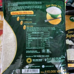 Mặt sau bao 5kg gạo ST21 A An